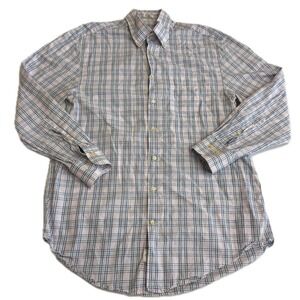 Peter Millar Shirt Mens Medium Pink Blue Plaid Button Down Long Sleeve Cotton